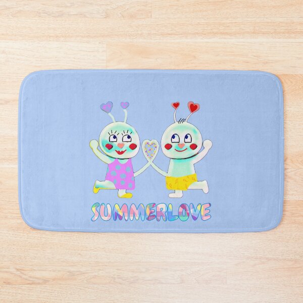 Item preview, Summerlove.(sky blue)funny colorful couple with heart -comic style designed and sold by kikidu21.