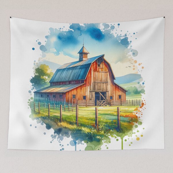 Item preview, Watercolor Rustic Barn Countryside designed and sold by InsanseCreation.