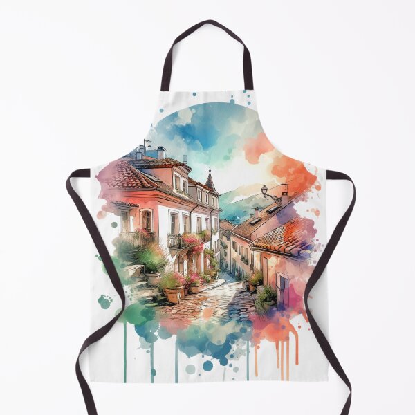 Item preview, Watercolor Quaint Village and Cobblestone Streets designed and sold by InsanseCreation.