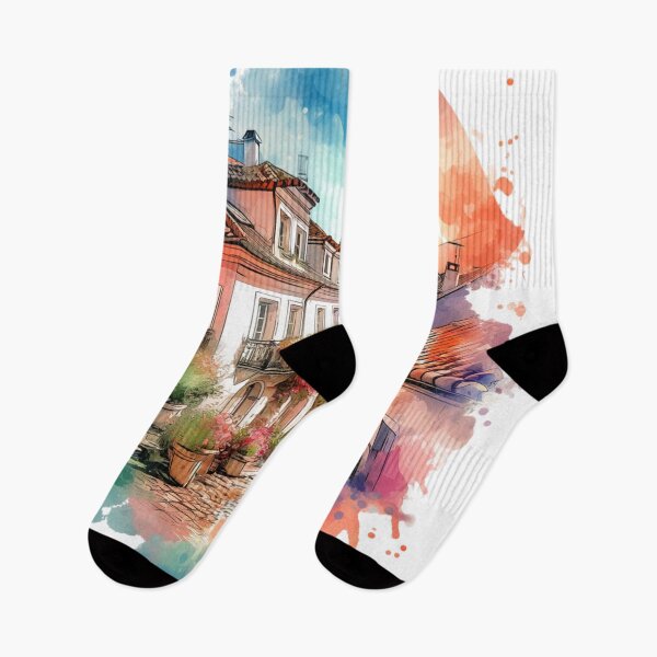 Item preview, Watercolor Quaint Village and Cobblestone Streets designed and sold by InsanseCreation.