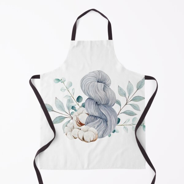 Item preview, Composition with yarn skein and cotton bolls and eucalyptus branches, hand draw, watercolor illustration designed and sold by TanyaKremen.