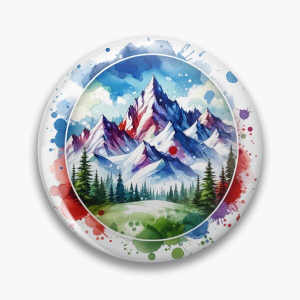 Item preview, Watercolor Mountain Range snow covered designed and sold by InsanseCreation.