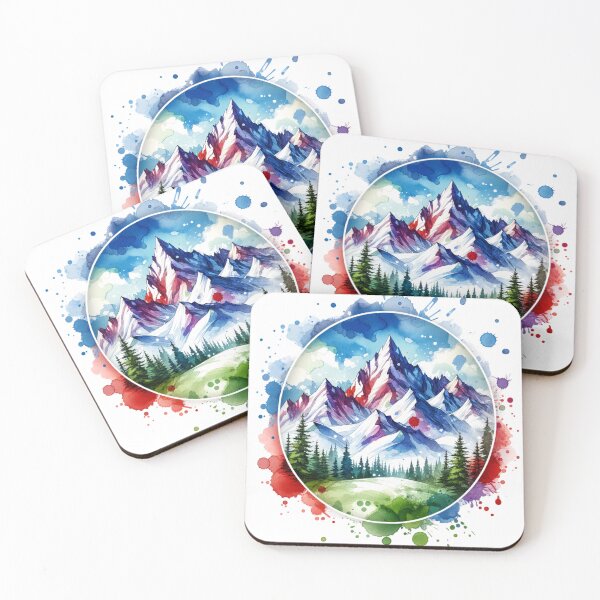 Item preview, Watercolor Mountain Range snow covered designed and sold by InsanseCreation.