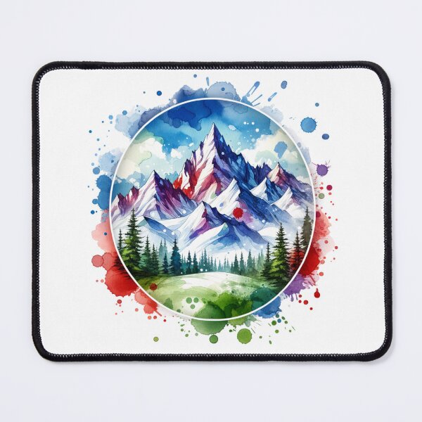 Item preview, Watercolor Mountain Range snow covered designed and sold by InsanseCreation.