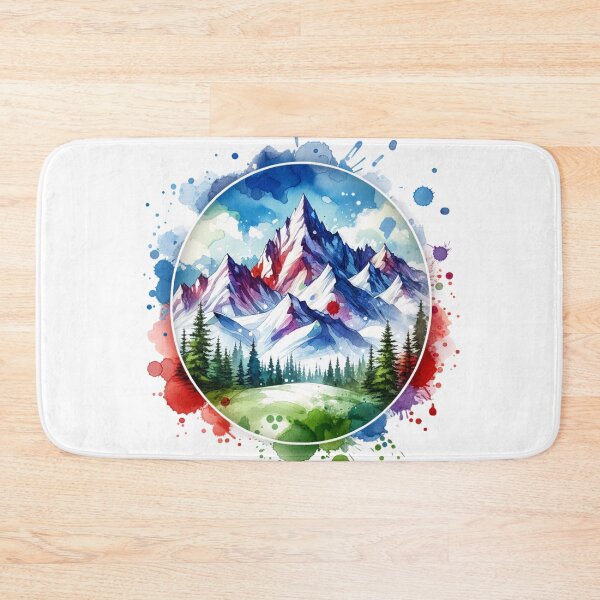 Item preview, Watercolor Mountain Range snow covered designed and sold by InsanseCreation.
