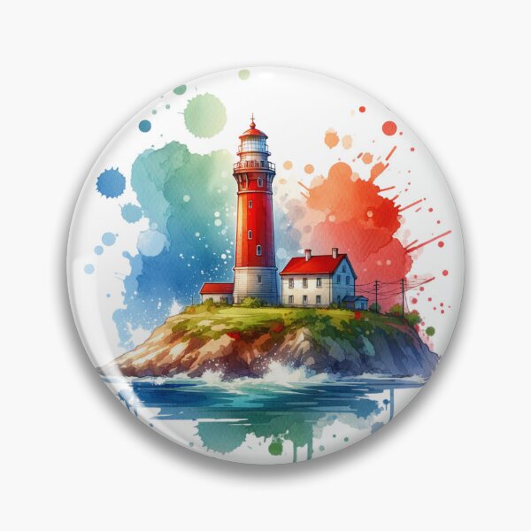Item preview, Watercolor Red Lighthouse designed and sold by InsanseCreation.