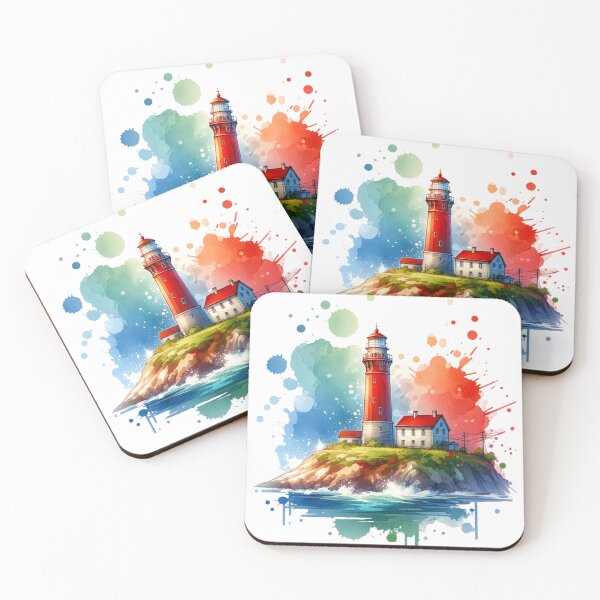 Item preview, Watercolor Red Lighthouse designed and sold by InsanseCreation.