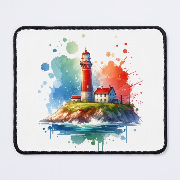 Item preview, Watercolor Red Lighthouse designed and sold by InsanseCreation.