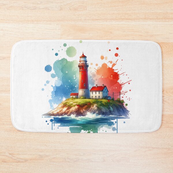 Item preview, Watercolor Red Lighthouse designed and sold by InsanseCreation.