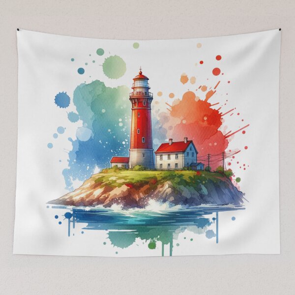 Item preview, Watercolor Red Lighthouse designed and sold by InsanseCreation.
