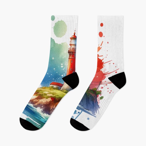 Item preview, Watercolor Red Lighthouse designed and sold by InsanseCreation.