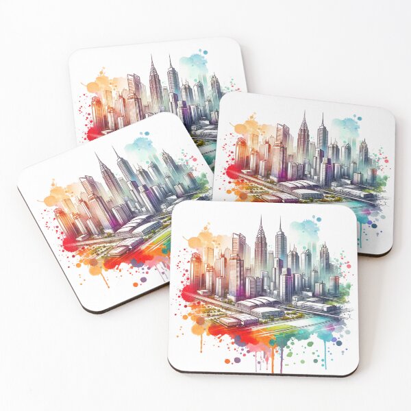 Item preview, Horizonte de la ciudad de acuarela designed and sold by InsanseCreation.