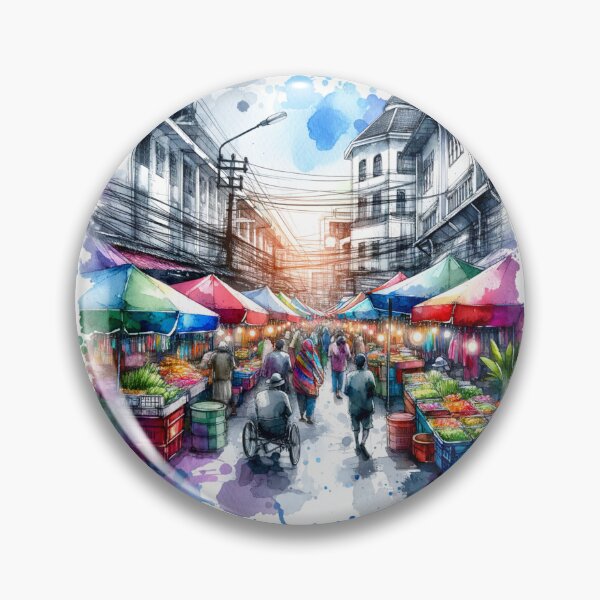 Item preview, Watercolor Bustling Market designed and sold by InsanseCreation.