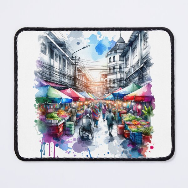 Item preview, Watercolor Bustling Market designed and sold by InsanseCreation.