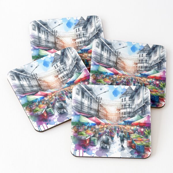 Item preview, Watercolor Bustling Market designed and sold by InsanseCreation.