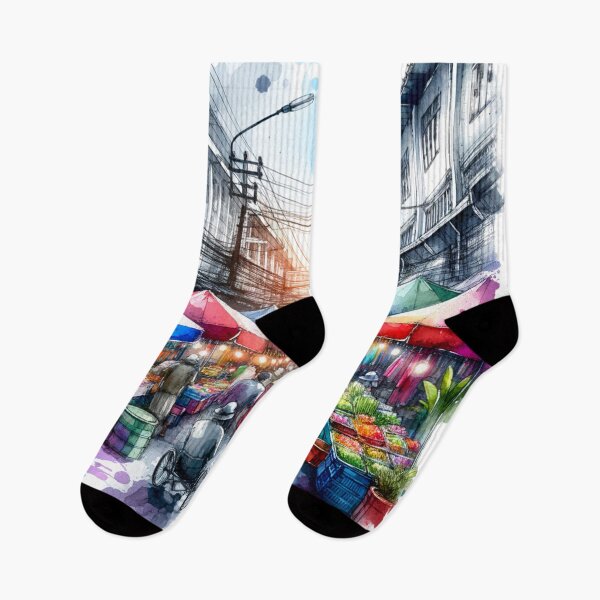 Item preview, Watercolor Bustling Market designed and sold by InsanseCreation.