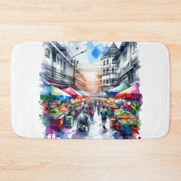 Item preview, Watercolor Bustling Market designed and sold by InsanseCreation.