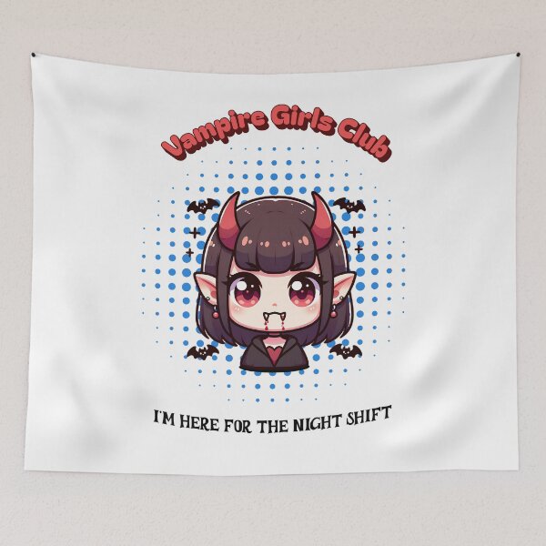 Item preview, Vampire Girls Club Ready for the Night Shift Kawaii Anime Design designed and sold by Bouldershop.