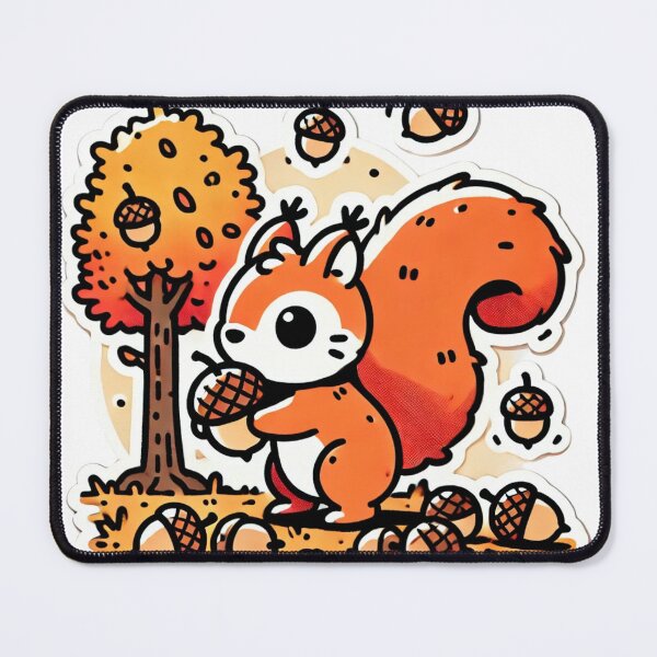 Item preview, Chibi squirrel gathering acorns in autumn designed and sold by LuzCobal.