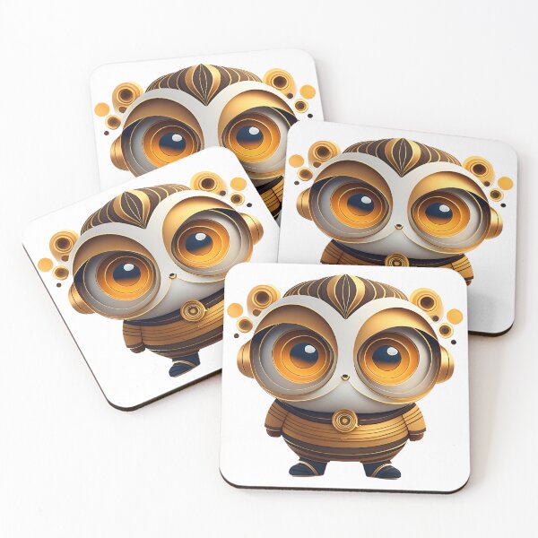 Item preview, Golden Owl Bot: Cute 3D Robotic Creature designed and sold by Andy-Many-Ideas.