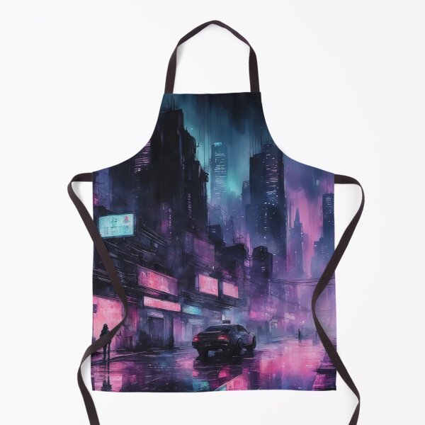 Item preview, Neon Noir City, Cyberpunk, Watercolour, Digital Painting designed and sold by Burn-Ego.