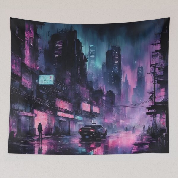 Item preview, Neon Noir City, Cyberpunk, Watercolour, Digital Painting designed and sold by Burn-Ego.