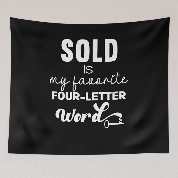 Item preview, Sold Is My Favorite Four-Letter Word White with Vintage Key Design designed and sold by adriana-holmes.