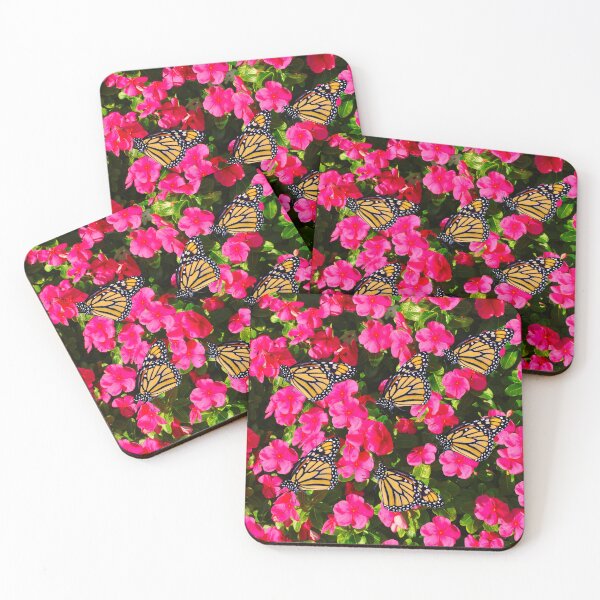 Item preview, Monarch butterflies pollinating Busy lizzye flowers  designed and sold by Peter Etchells.