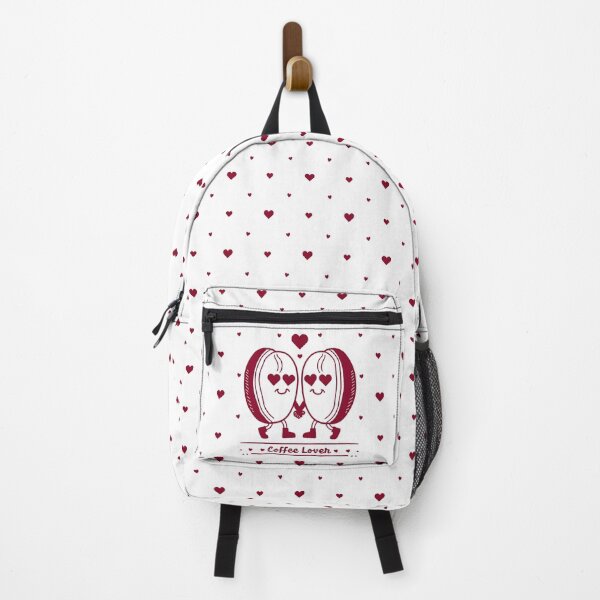 Item preview, Coffee Lover red hearts minimalistic monochromatic white background designed and sold by VanillaBlueSky.