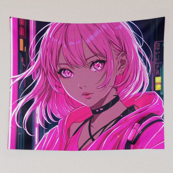 Item preview, Pink anime city girl designed and sold by AdultAnime.