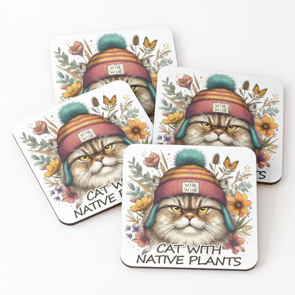 Item preview, Cat with Native Plants designed and sold by erkinmaddison.
