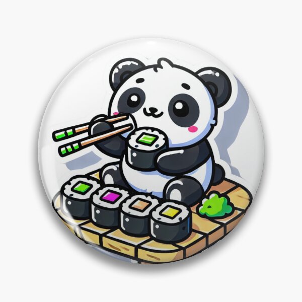 Item preview, Chibi panda eating bamboo sushi designed and sold by LuzCobal.