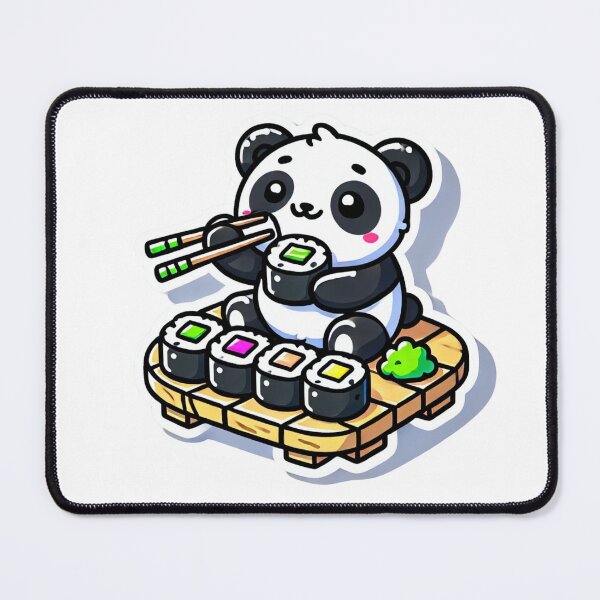 Item preview, Chibi panda eating bamboo sushi designed and sold by LuzCobal.