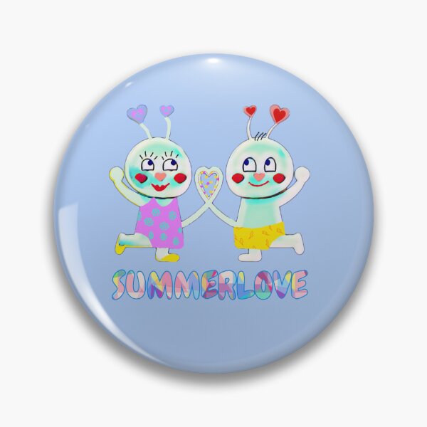 Item preview, Summerlove.(sky blue)funny colorful couple with heart -comic style designed and sold by kikidu21.