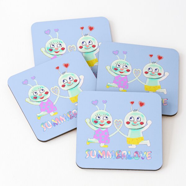 Item preview, Summerlove.(sky blue)funny colorful couple with heart -comic style designed and sold by kikidu21.