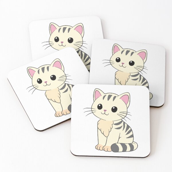 Item preview, White striped sitting cat - AA0061 designed and sold by LionsHut.