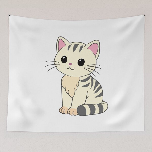 Item preview, White striped sitting cat - AA0061 designed and sold by LionsHut.