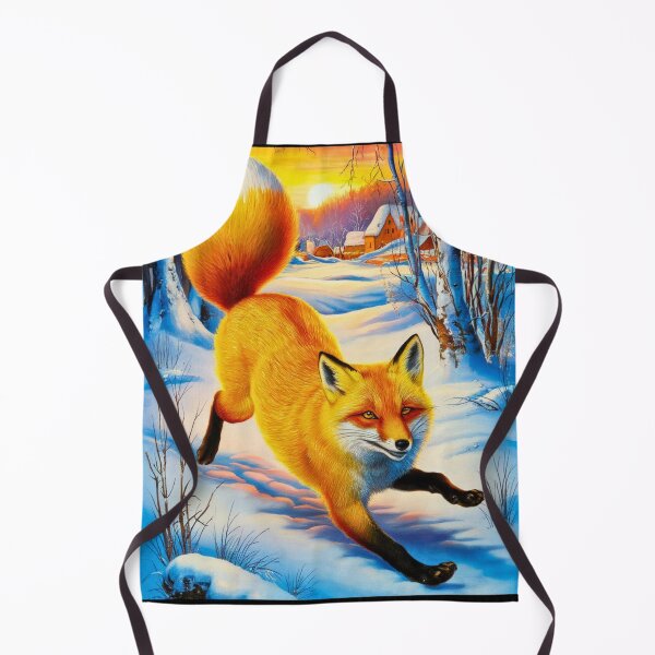 Item preview, Fox Portrait. Winter season, snowy fox, vintage fox, fox painting, Paul Gauguin style designed and sold by FoxVibes.