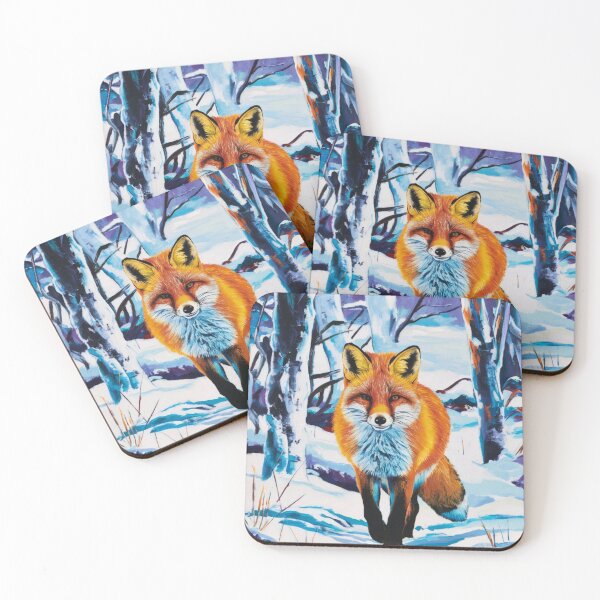Artikelvorschau, Fuchs-Porträt. Wintersaison, Schneefuchs, Vintage-Fuchs, Fuchs-Malerei, Paul Gauguin-Stil entworfen und verkauft von FoxVibes.