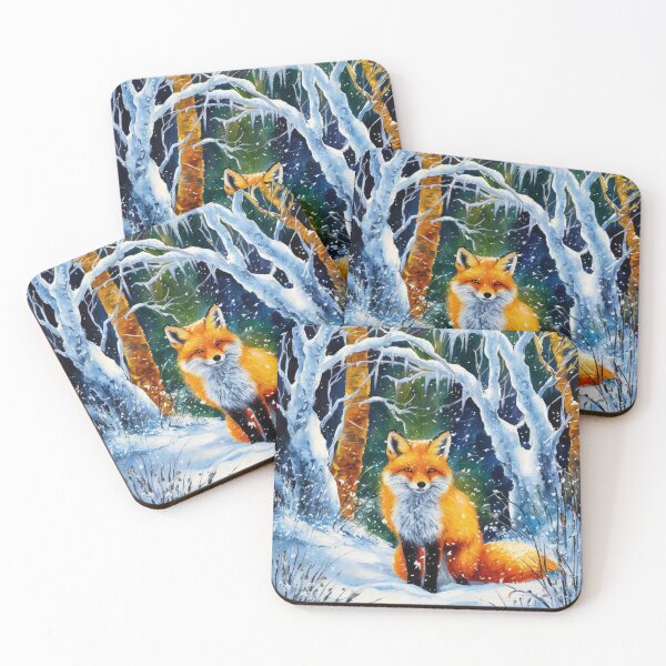 Artikelvorschau, Fuchs-Porträt. Wintersaison, Schneefuchs, Vintage-Fuchs, Fuchs-Malerei, Paul Gauguin-Stil entworfen und verkauft von FoxVibes.