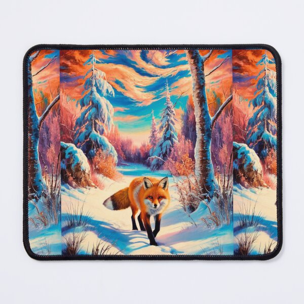 Item preview, Fox Portrait. Winter season, snowy fox, vintage fox, fox painting, Paul Gauguin style designed and sold by FoxVibes.