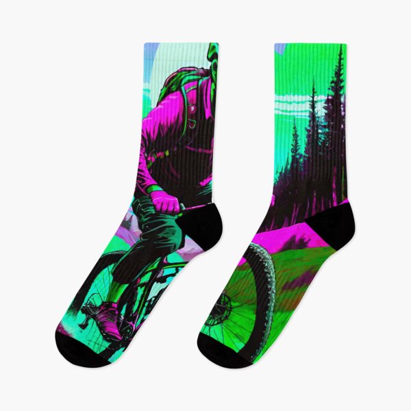 Item preview, Trail Blazer: Pink and Turquoise MTB Shredder designed and sold by GrizzlyCollective.
