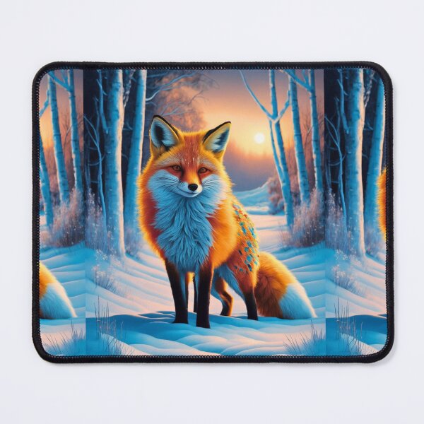 Item preview, Fox Portrait. Winter season, snowy fox, vintage fox, fox painting, Paul Gauguin style designed and sold by FoxVibes.