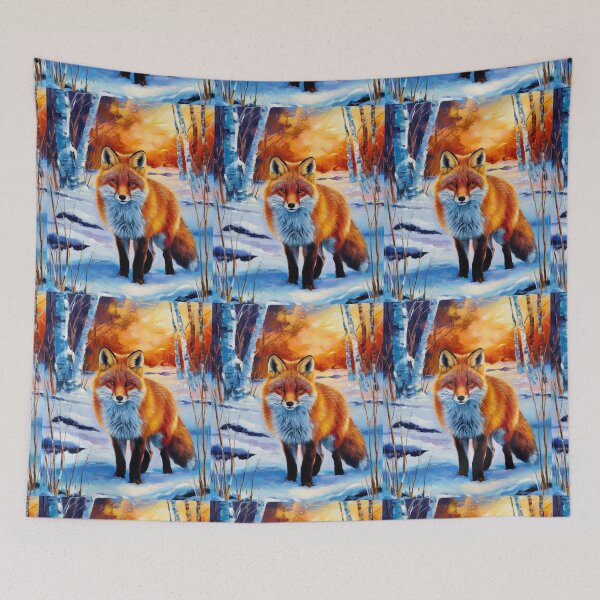 Artikelvorschau, Fuchs-Porträt. Wintersaison, Schneefuchs, Vintage-Fuchs, Fuchs-Malerei, Paul Gauguin-Stil entworfen und verkauft von FoxVibes.