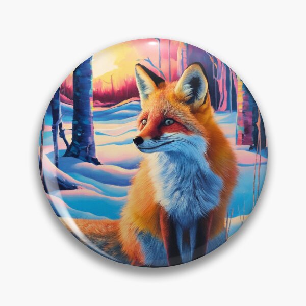 Artikelvorschau, Fuchs-Porträt. Wintersaison, Schneefuchs, Vintage-Fuchs, Fuchs-Malerei, Paul Gauguin-Stil entworfen und verkauft von FoxVibes.