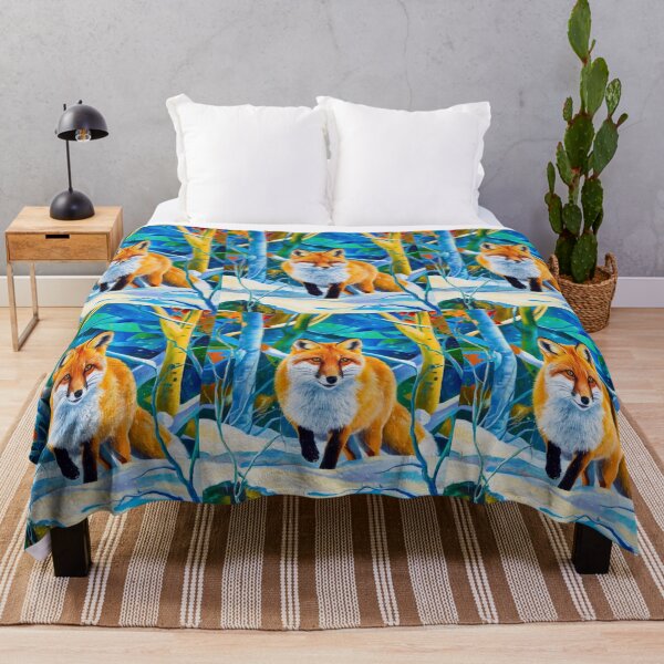 Artikelvorschau, Fuchs-Porträt. Wintersaison, Schneefuchs, Vintage-Fuchs, Fuchs-Malerei, Paul Gauguin-Stil entworfen und verkauft von FoxVibes.