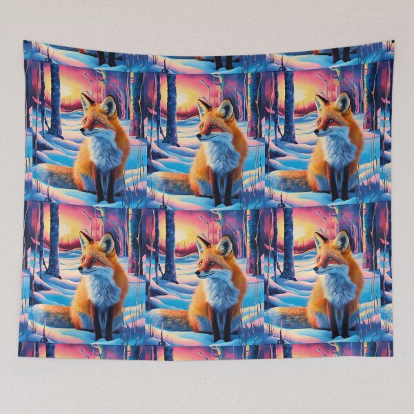Artikelvorschau, Fuchs-Porträt. Wintersaison, Schneefuchs, Vintage-Fuchs, Fuchs-Malerei, Paul Gauguin-Stil entworfen und verkauft von FoxVibes.