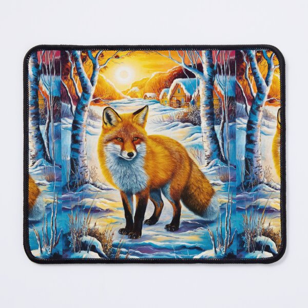 Item preview, Fox Portrait. Winter season, snowy fox, vintage fox, fox painting, Paul Gauguin style designed and sold by FoxVibes.