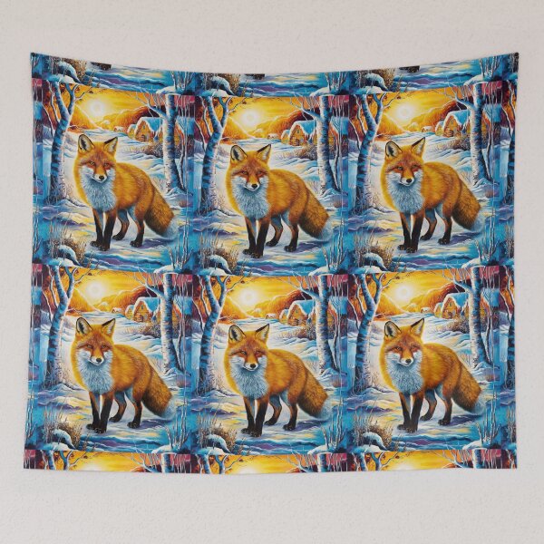 Item preview, Fox Portrait. Winter season, snowy fox, vintage fox, fox painting, Paul Gauguin style designed and sold by FoxVibes.