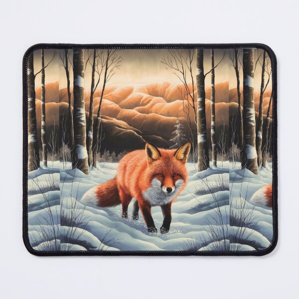 Item preview, Fox Portrait. Winter season, snowy fox, vintage fox, fox painting, Paul Gauguin style designed and sold by FoxVibes.